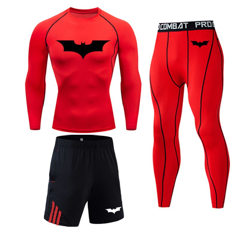 Men's Red 3 Piece Fitness Suit 