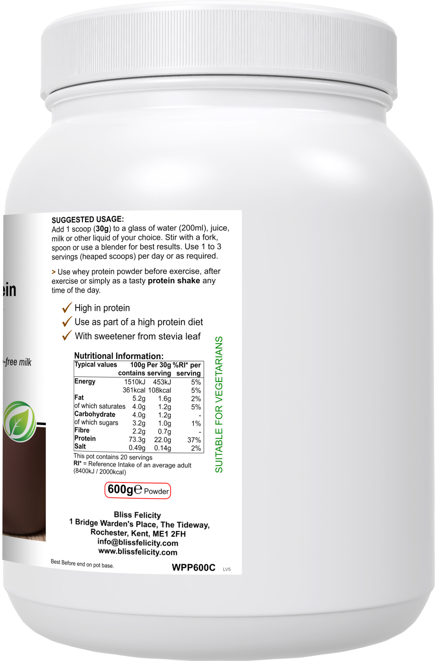 Blissfelicity Whey Protein (Chocolate Flavour)